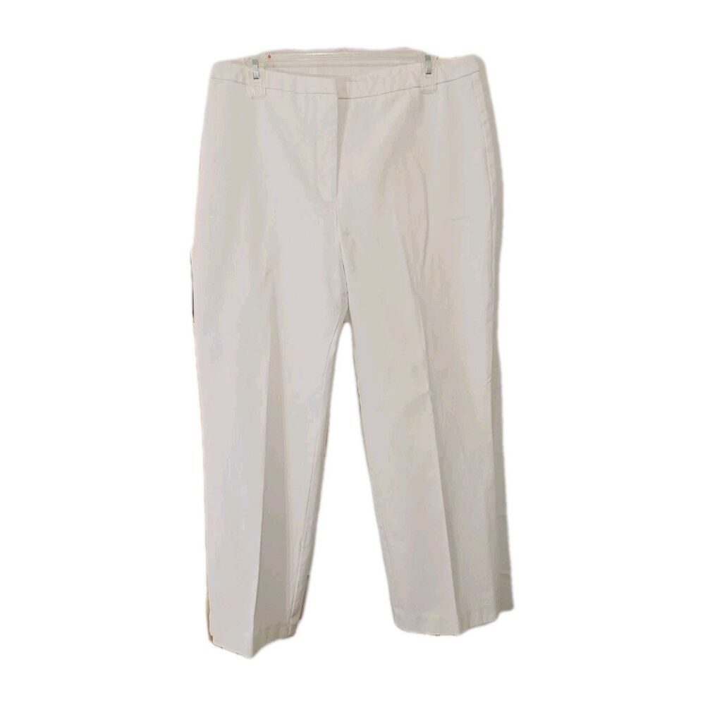 Chico's Women's White High-rise Straight Cotton Pants Size 12